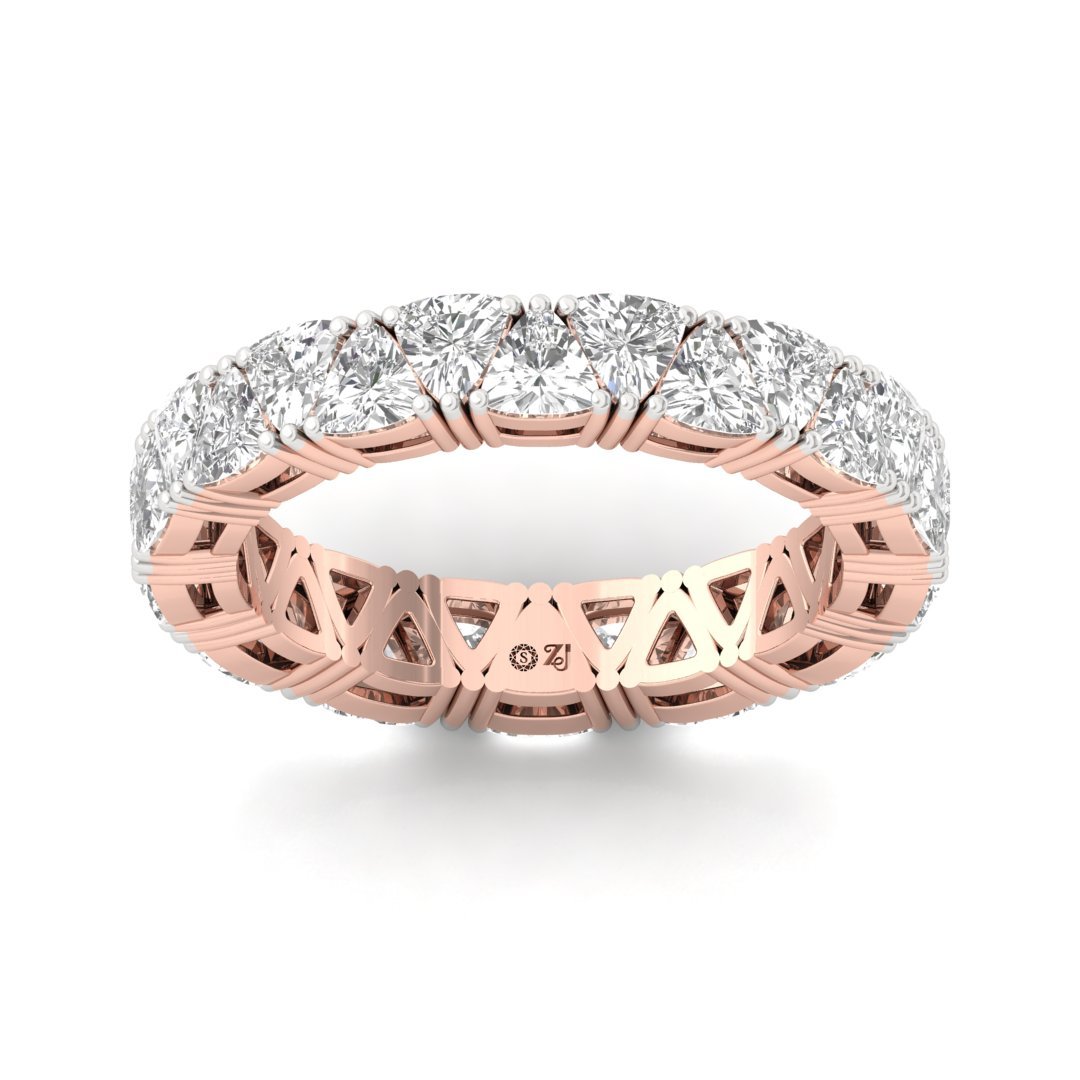 Trillion Curved Diamond Eternity Band | Lab Grown Diamonds | Silver | 10K | 14K | 18K - Rose Gold Main View