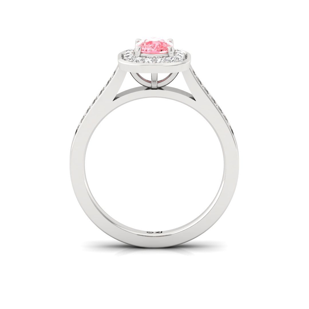 Halo Cushion Pink Diamond Engagement Ring | Lab Grown Diamond | Silver | 10K | 14K | 18K - View 3
