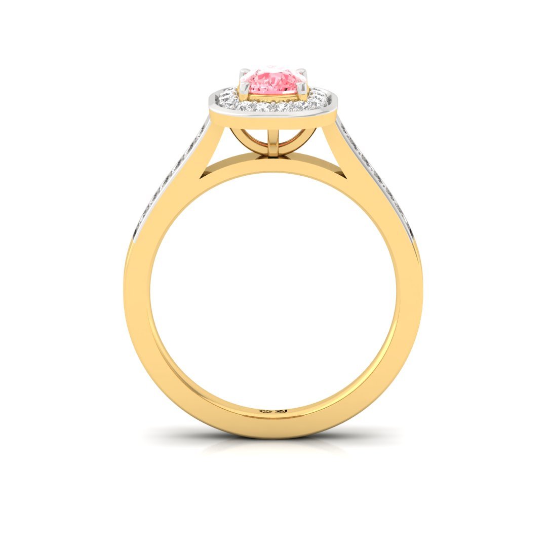 Halo Cushion Pink Diamond Engagement Ring | Lab Grown Diamond | Silver | 10K | 14K | 18K - View 3