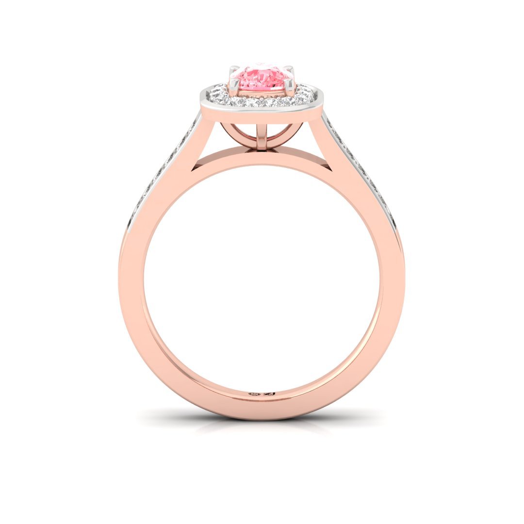 Halo Cushion Pink Diamond Engagement Ring | Lab Grown Diamond | Silver | 10K | 14K | 18K - View 3
