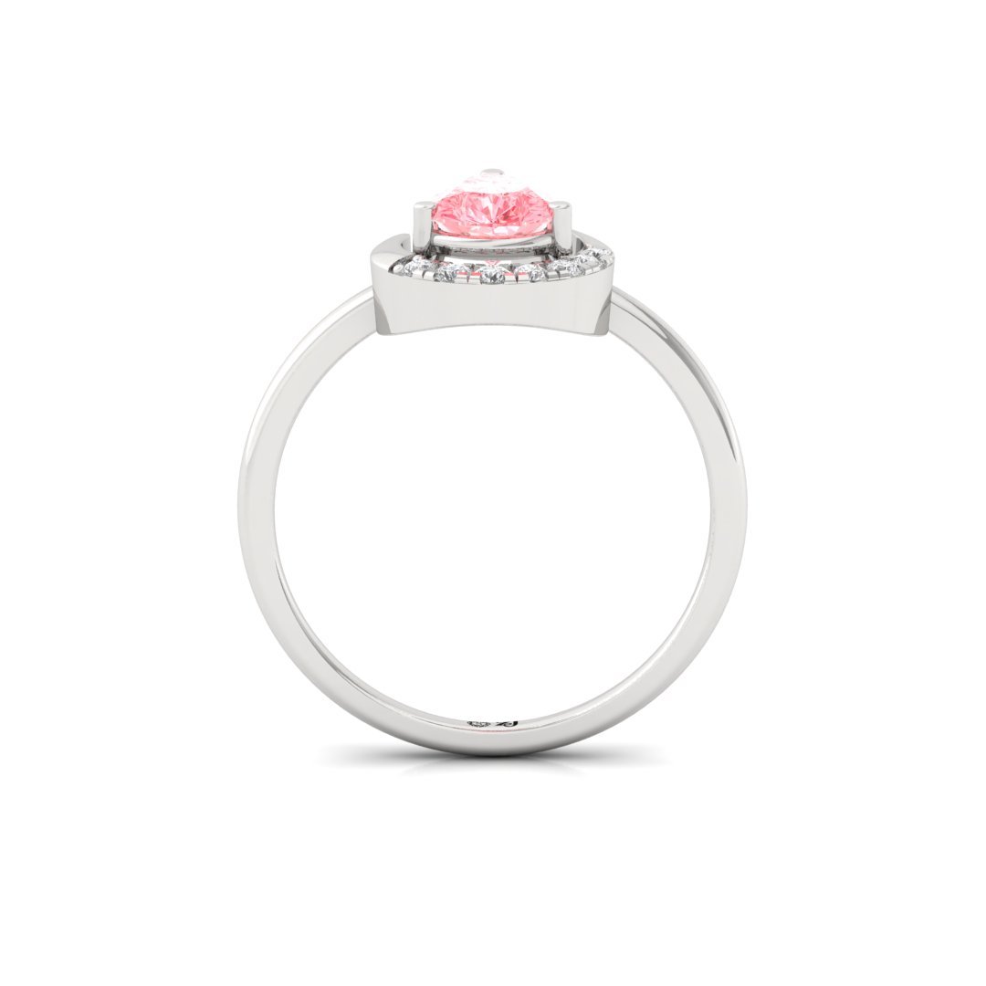Pear Cut Pink Diamond Halo Ring | Lab Grown Diamond | Silver | 10K | 14K | 18K - View 3