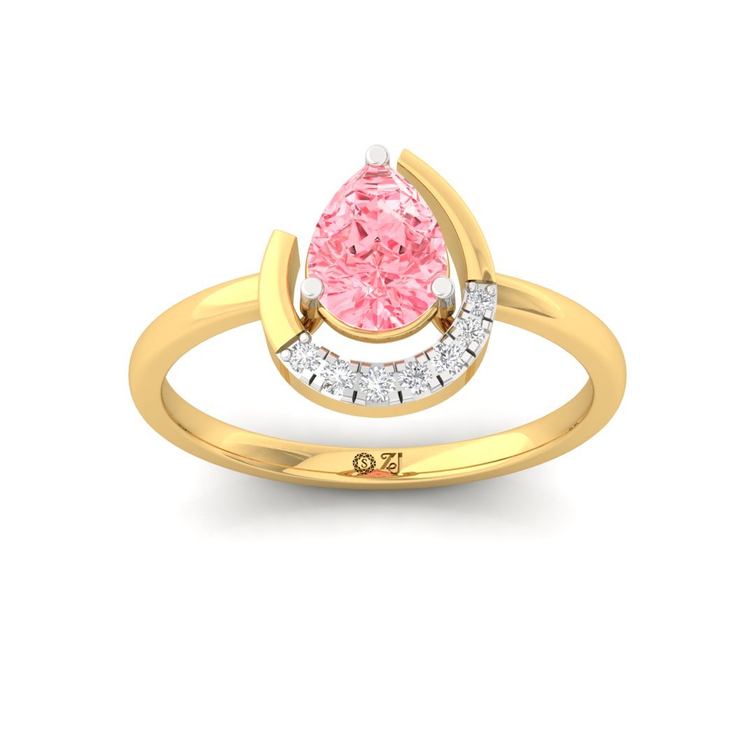 Pear Cut Pink Diamond Halo Ring | Lab Grown Diamond | Silver | 10K | 14K | 18K - Gold Main View