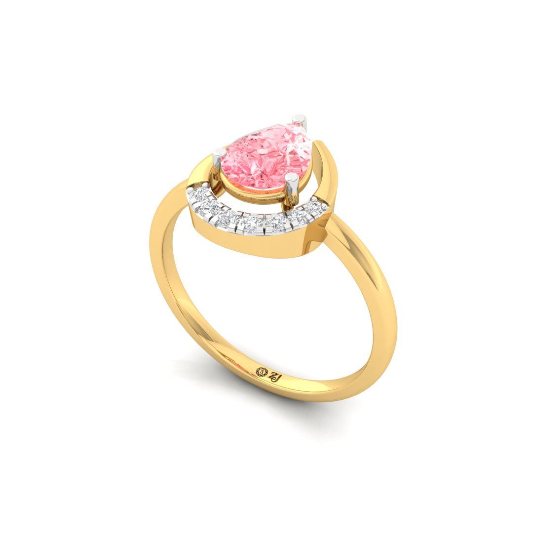 Pear Cut Pink Diamond Halo Ring | Lab Grown Diamond | Silver | 10K | 14K | 18K - View 2