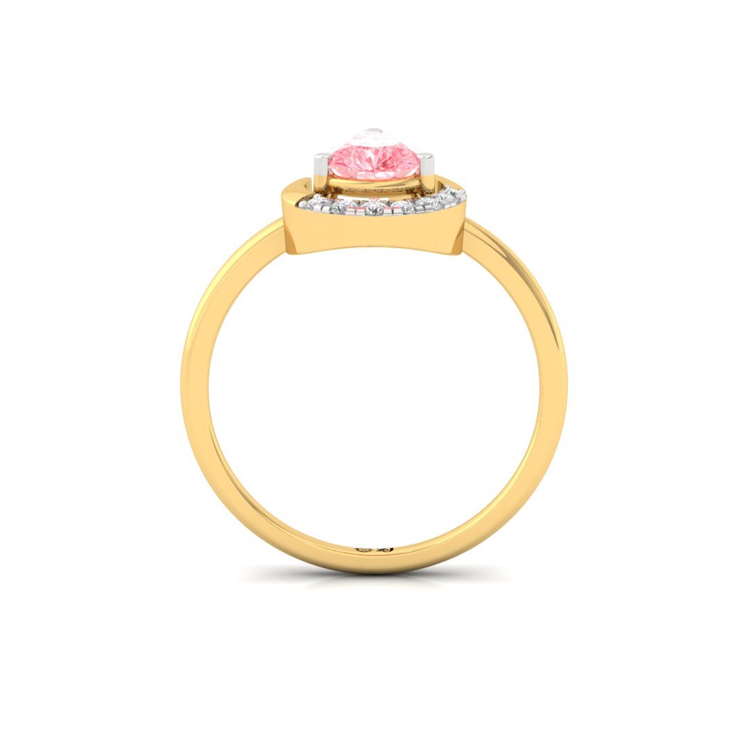 Pear Cut Pink Diamond Halo Ring | Lab Grown Diamond | Silver | 10K | 14K | 18K - View 3