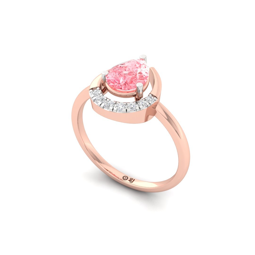 Pear Cut Pink Diamond Halo Ring | Lab Grown Diamond | Silver | 10K | 14K | 18K - View 2