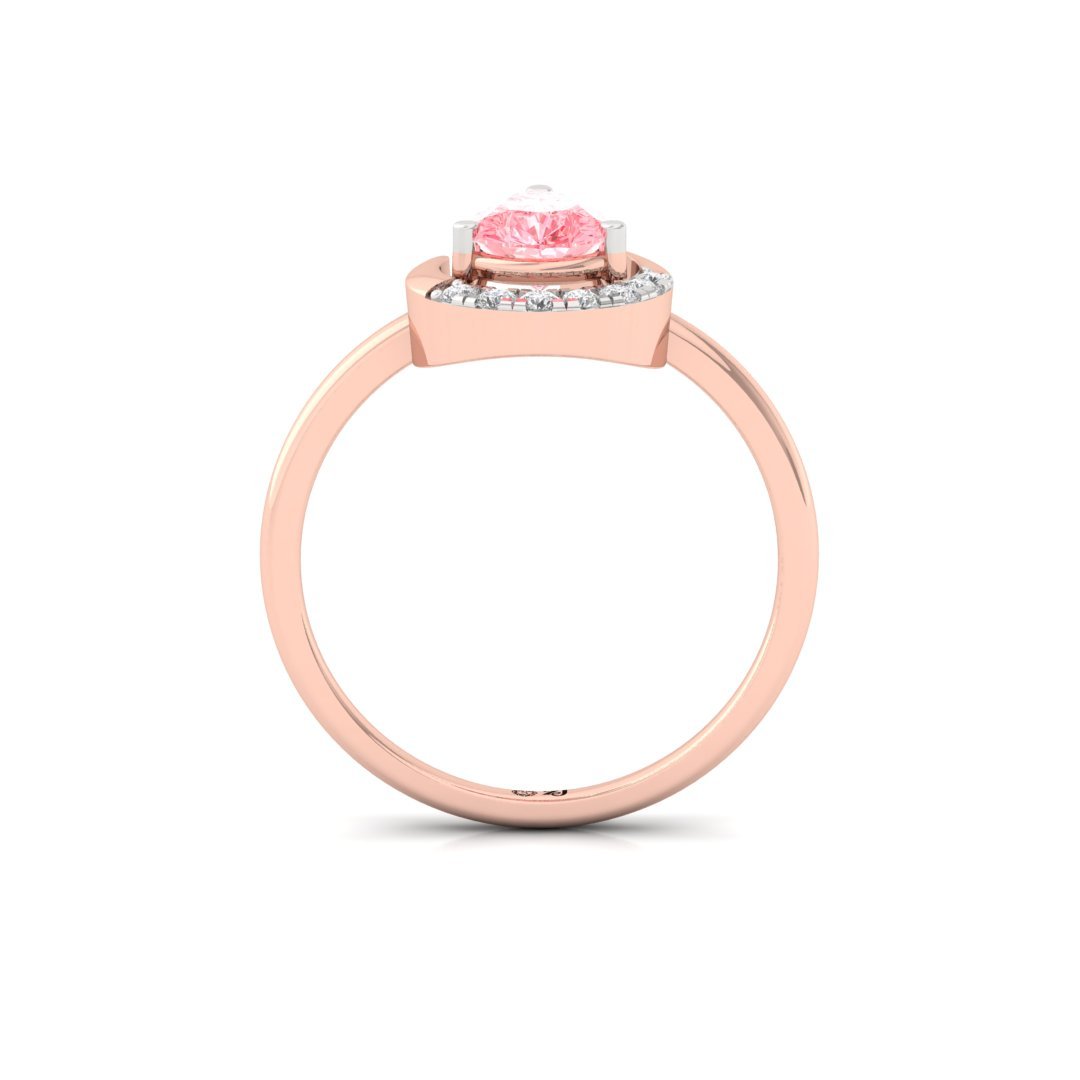 Pear Cut Pink Diamond Halo Ring | Lab Grown Diamond | Silver | 10K | 14K | 18K - View 3