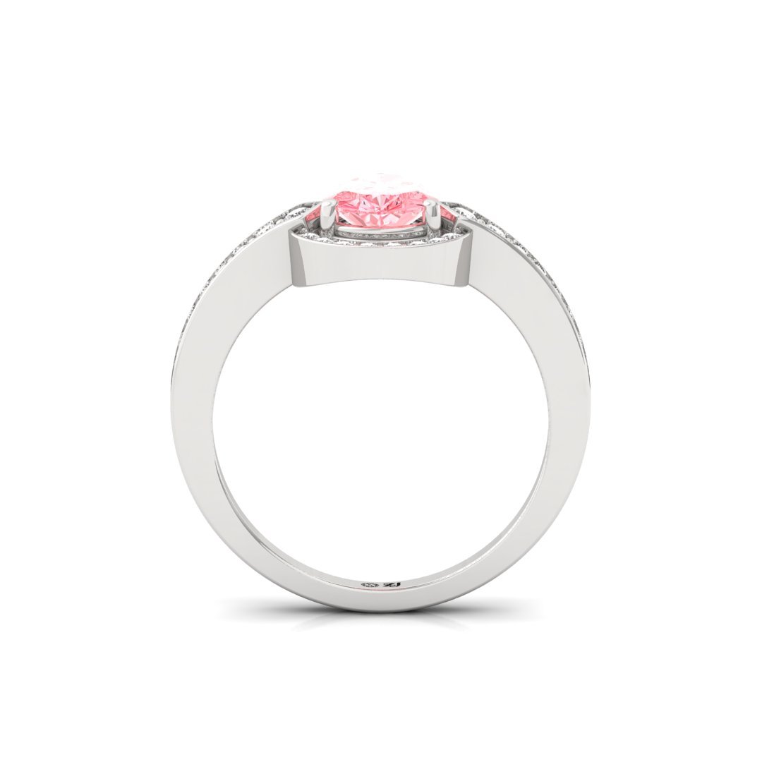 Pink Pear Cut Diamond Halo Ring | Lab Grown Diamond | Silver | 10K | 14K | 18K - View 3