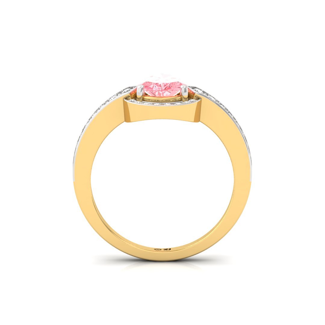 Pink Pear Cut Diamond Halo Ring | Lab Grown Diamond | Silver | 10K | 14K | 18K - View 3