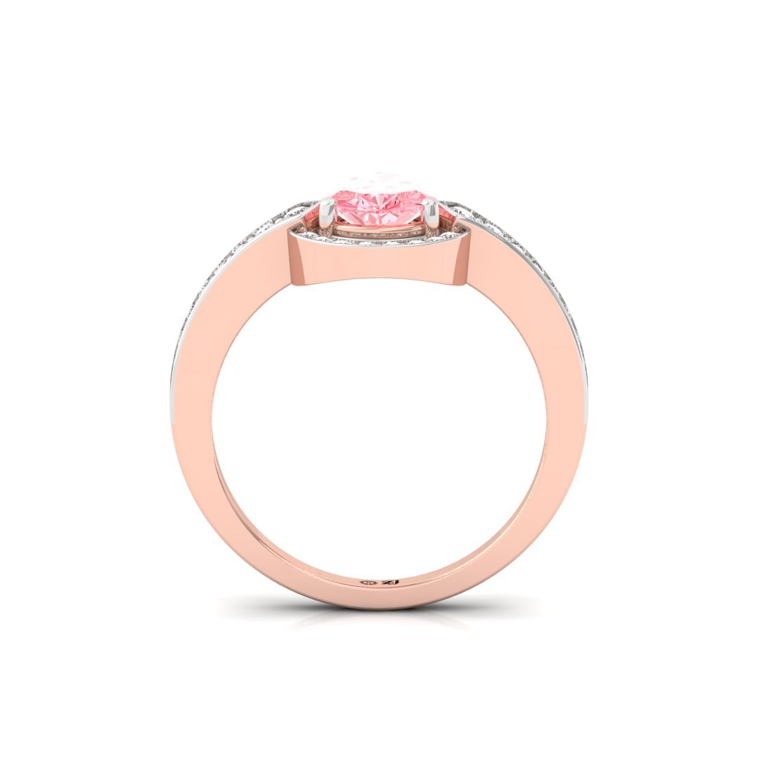 Pink Pear Cut Diamond Halo Ring | Lab Grown Diamond | Silver | 10K | 14K | 18K - View 3