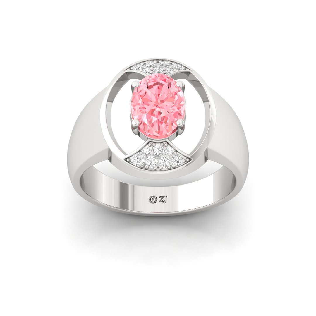 Oval Pink Diamond Statement Ring | Lab Grown Diamond | Silver | 10K | 14K | 18K - Main View