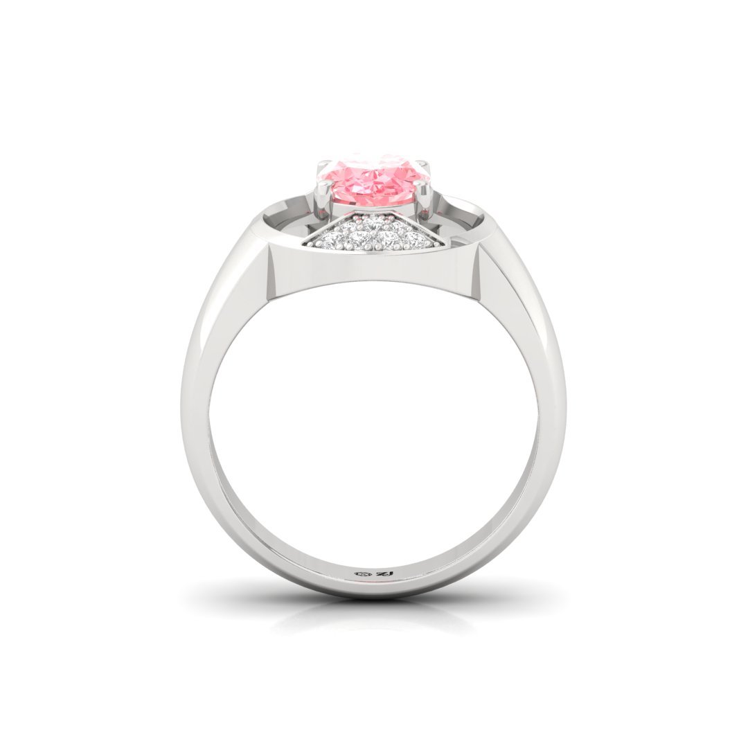 Oval Pink Diamond Statement Ring | Lab Grown Diamond | Silver | 10K | 14K | 18K - View 3