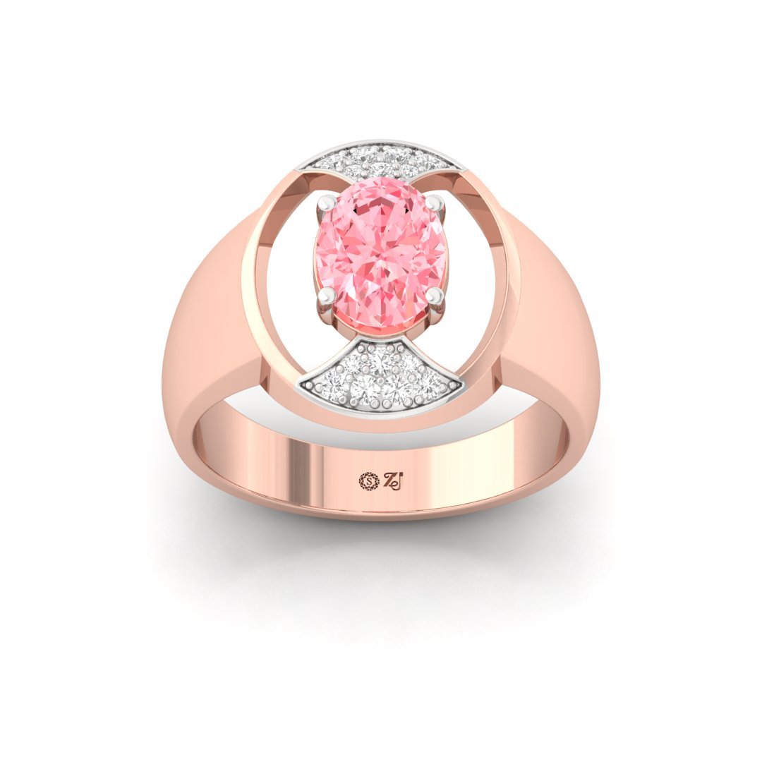 Oval Pink Diamond Statement Ring | Lab Grown Diamond | Silver | 10K | 14K | 18K - Rose Gold Main View