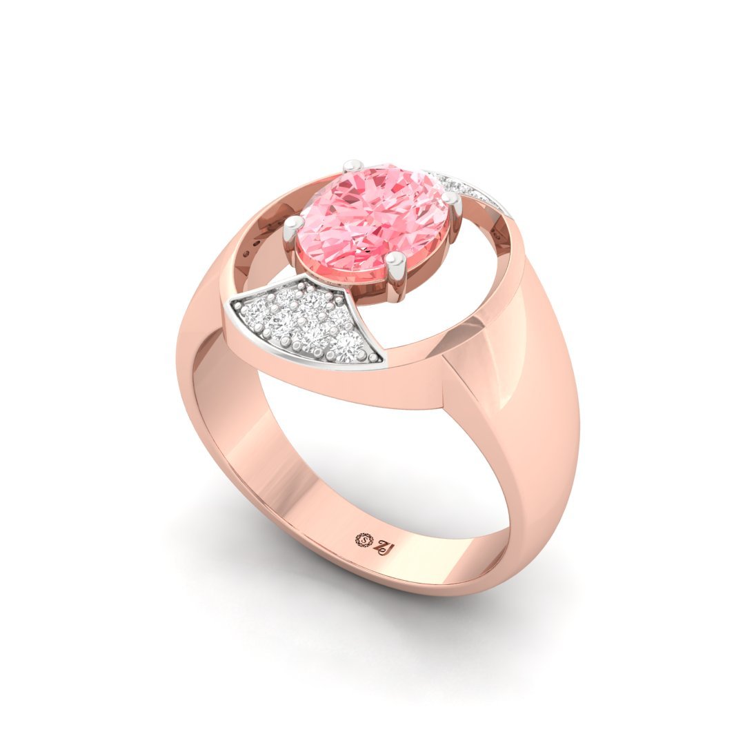 Oval Pink Diamond Statement Ring | Lab Grown Diamond | Silver | 10K | 14K | 18K - View 2