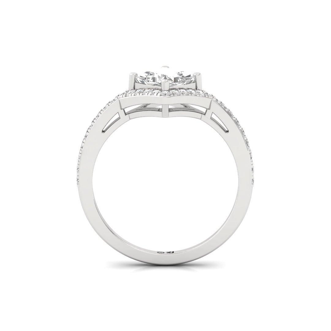 Princess Cut Halo Engagement Ring | Lab Grown Diamond | Silver | 10K | 14K | 18K - View 3
