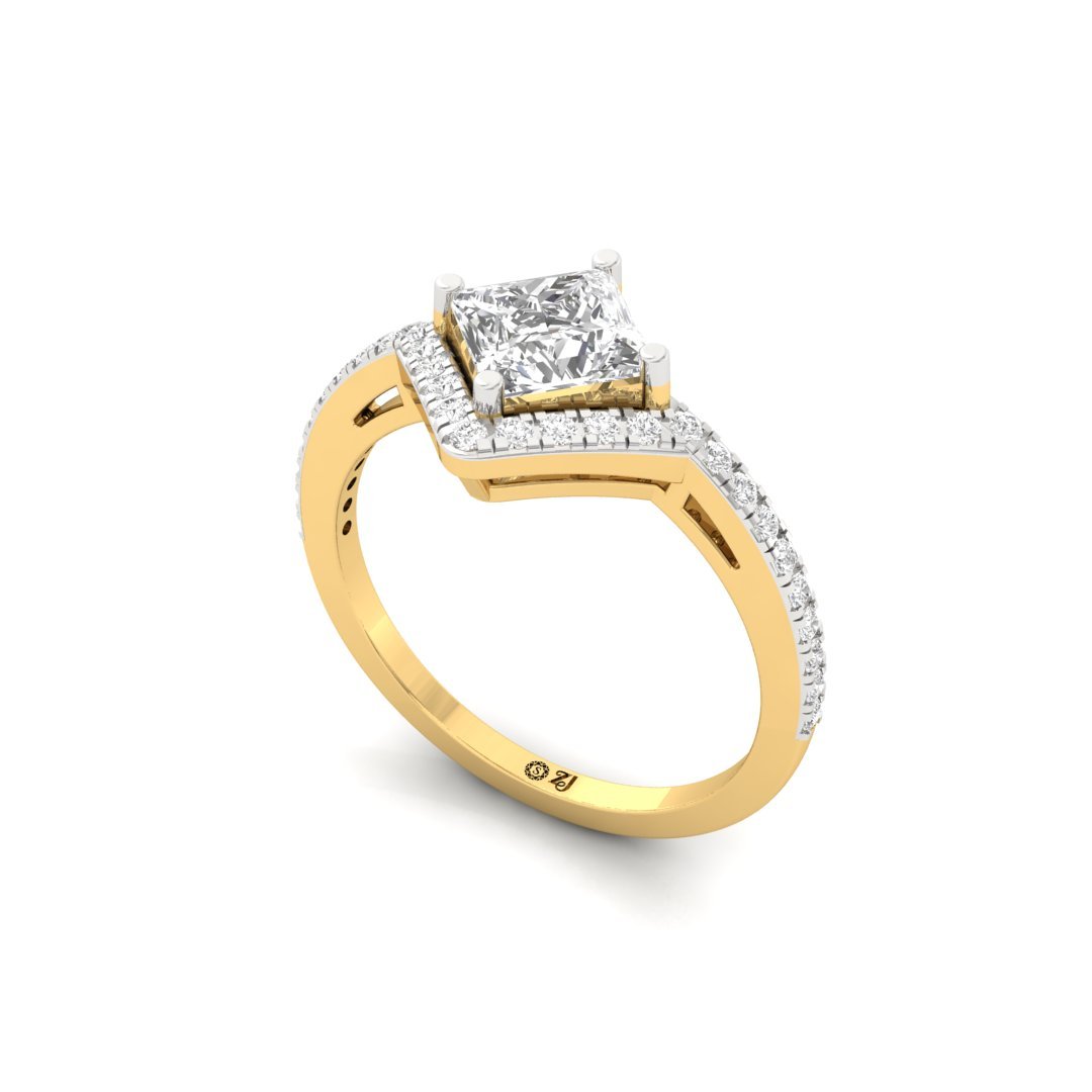 Princess Cut Halo Engagement Ring | Lab Grown Diamond | Silver | 10K | 14K | 18K - View 2