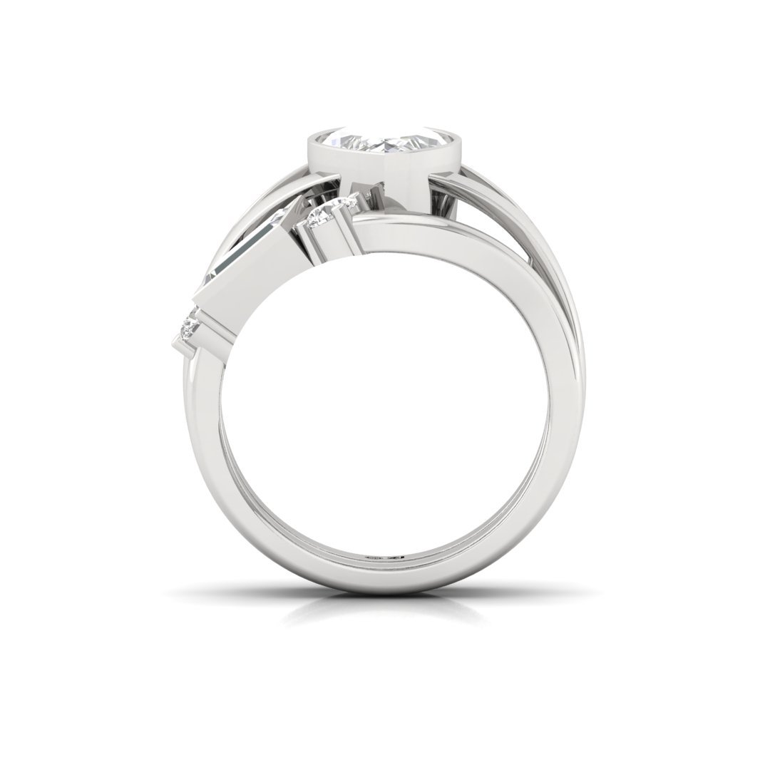 Marquise Cut Statement Ring | Lab Grown Diamond Cocktail Ring | Silver | 10K | 14K | 18K - View 3