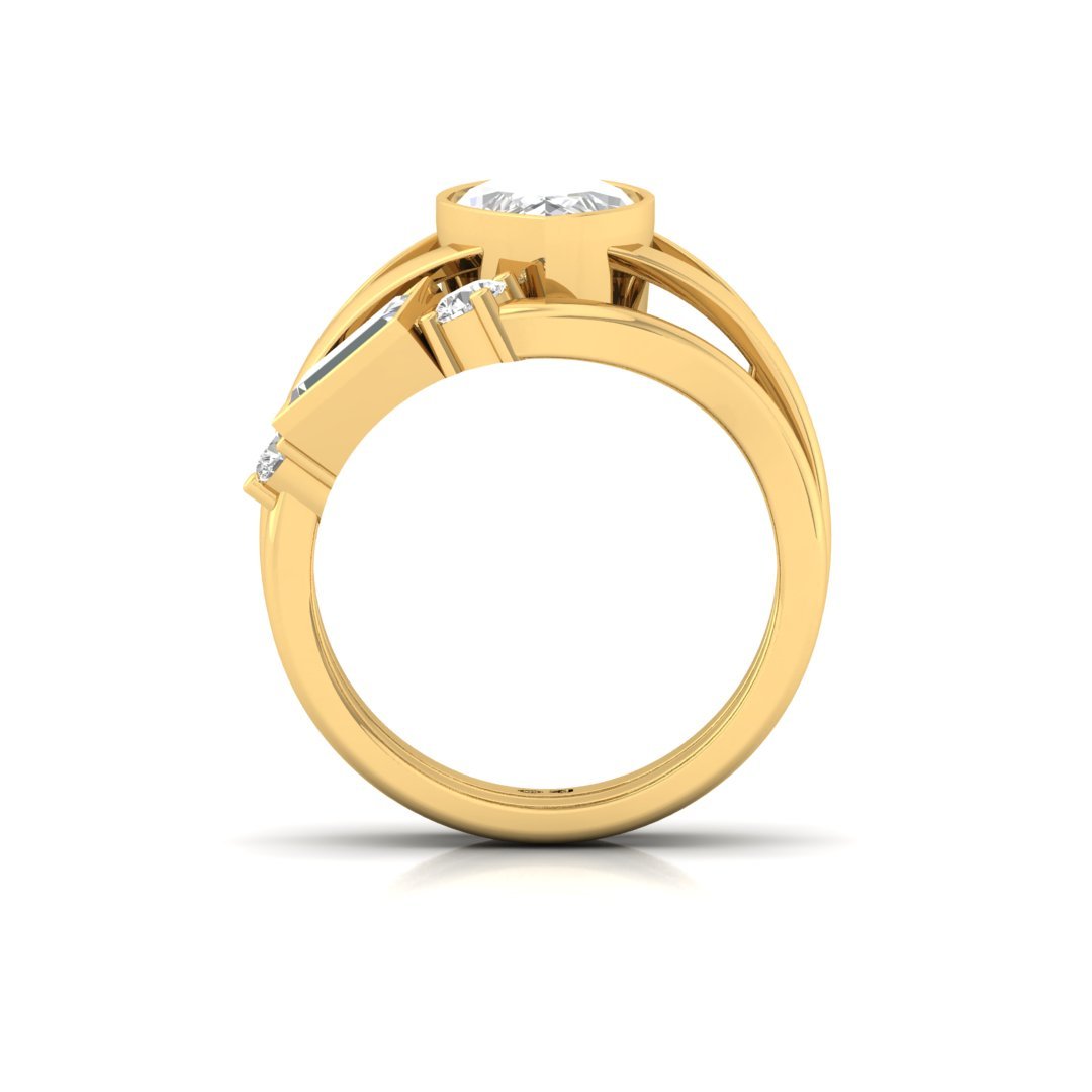 Marquise Cut Statement Ring | Lab Grown Diamond Cocktail Ring | Silver | 10K | 14K | 18K - View 3