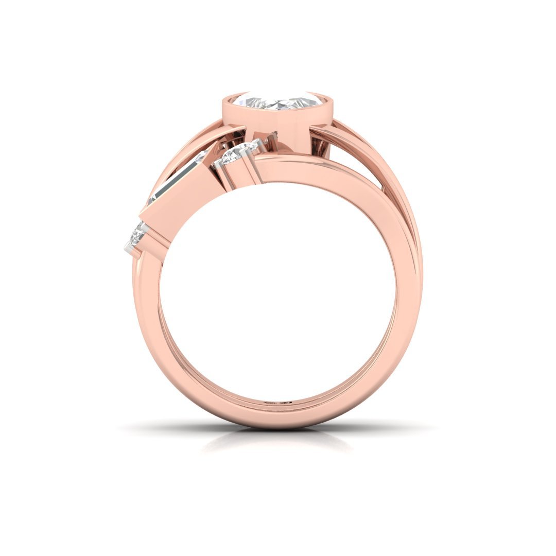 Marquise Cut Statement Ring | Lab Grown Diamond Cocktail Ring | Silver | 10K | 14K | 18K - View 3