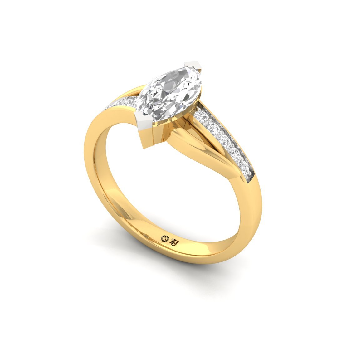 Marquise Cut Diamond Engagement Ring with Split Shank | Lab Grown Diamond | Silver | 10K | 14K | 18K - View 2