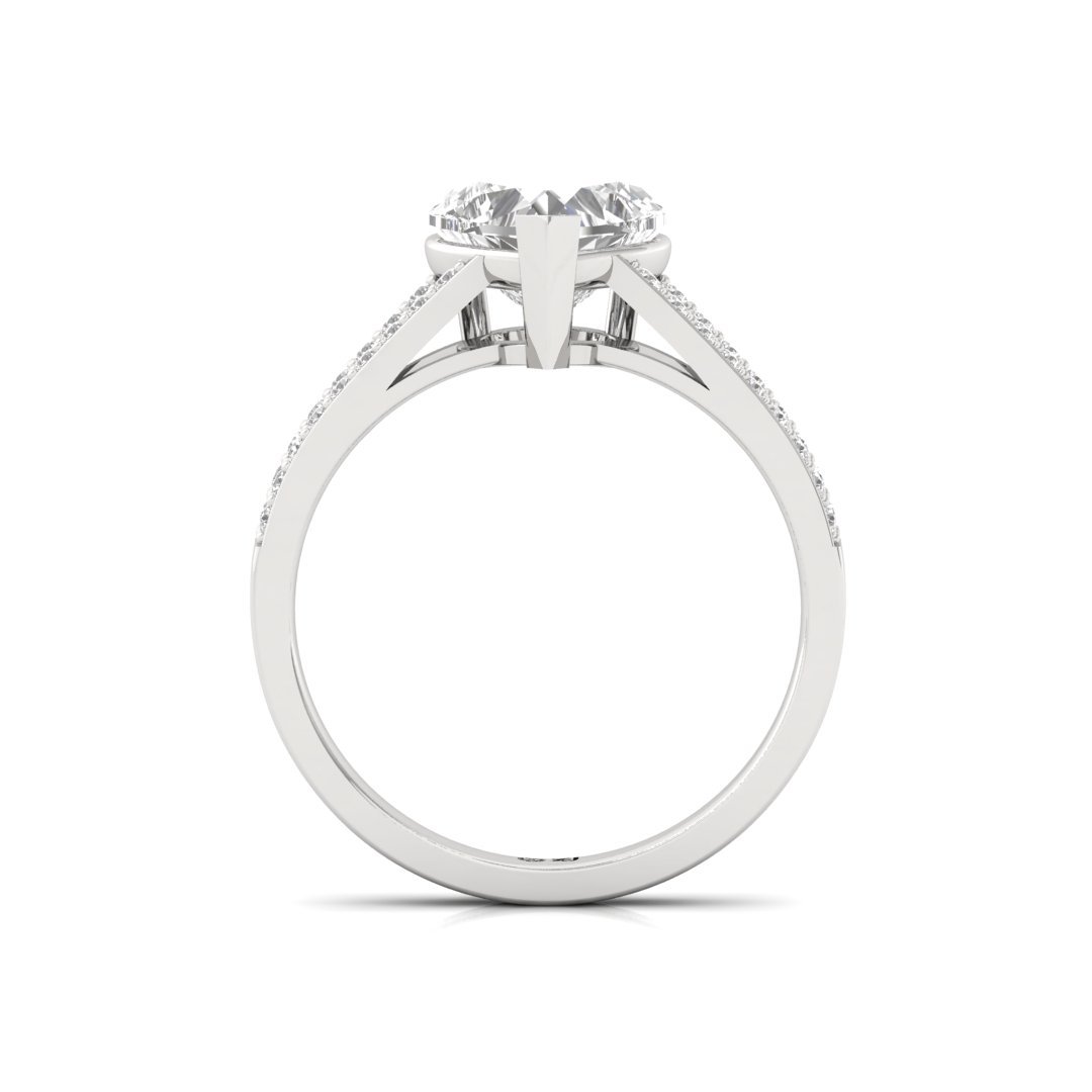 Heart Cut Diamond Engagement Ring with Split Shank | Lab Grown Diamond | Silver | 10K | 14K | 18K - View 3