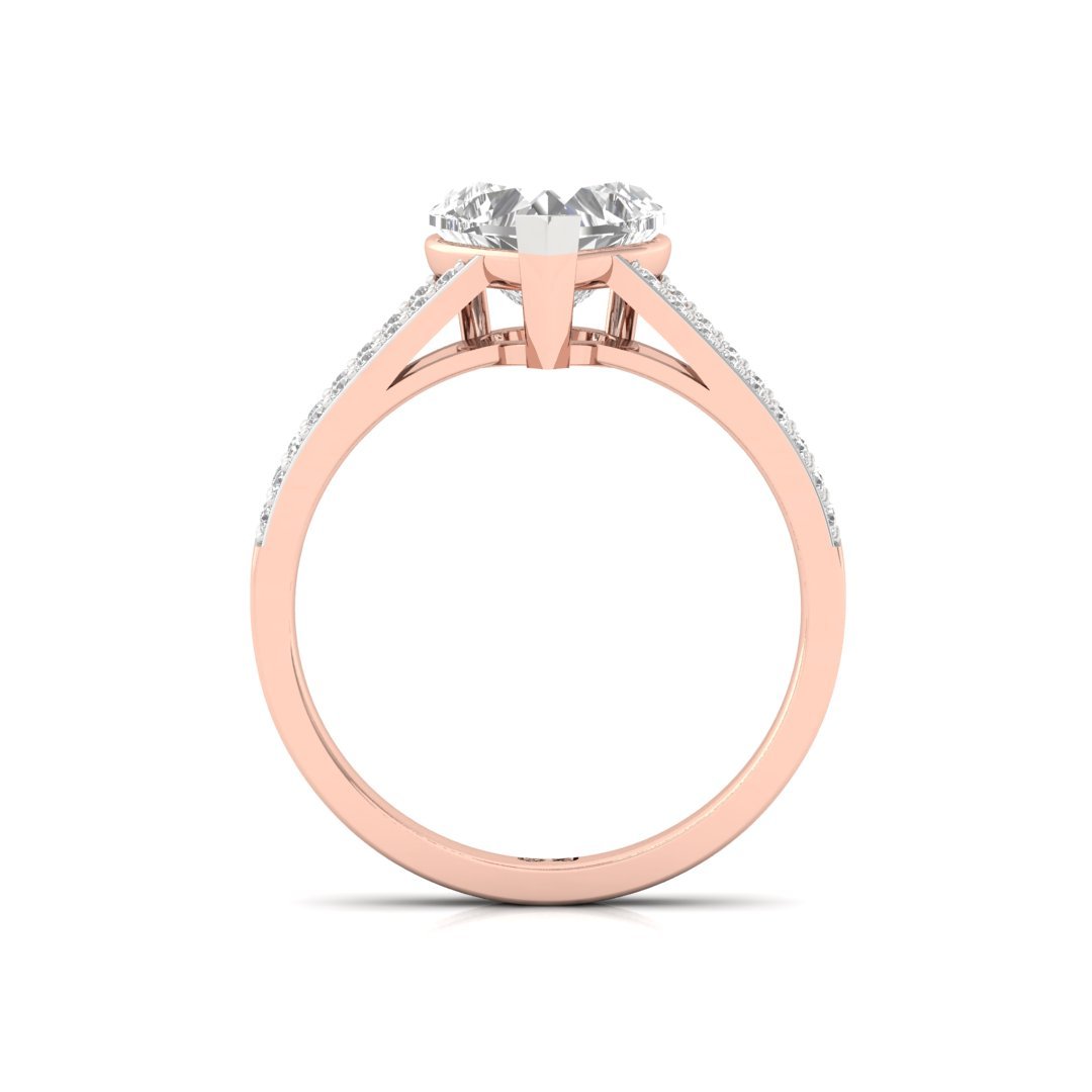 Heart Cut Diamond Engagement Ring with Split Shank | Lab Grown Diamond | Silver | 10K | 14K | 18K - View 3
