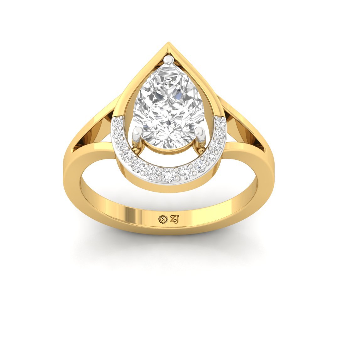 Pear Cut Diamond Engagement Ring with Halo | Lab Grown Diamond | Silver | 10K | 14K | 18K - Gold Main View