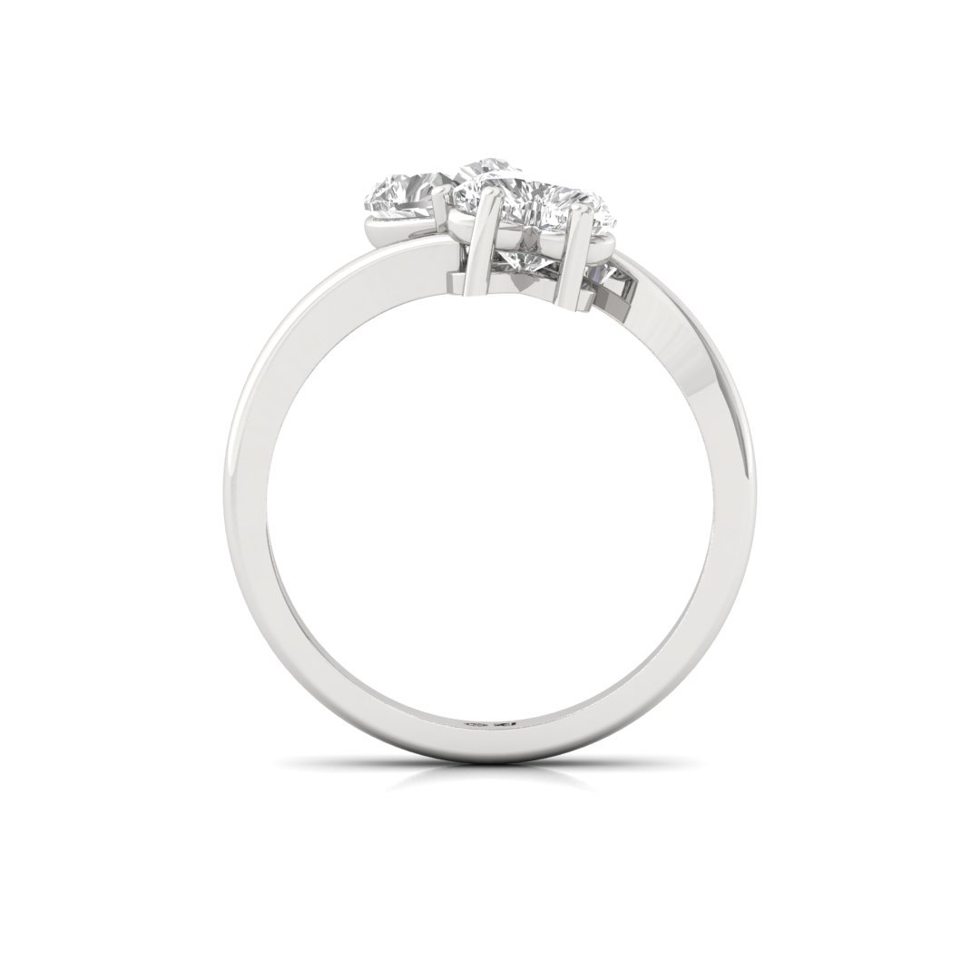 Double Heart Diamond Ring | Toi et Moi Style | Lab Grown Diamond | Silver | 10K | 14K | 18K - View 3