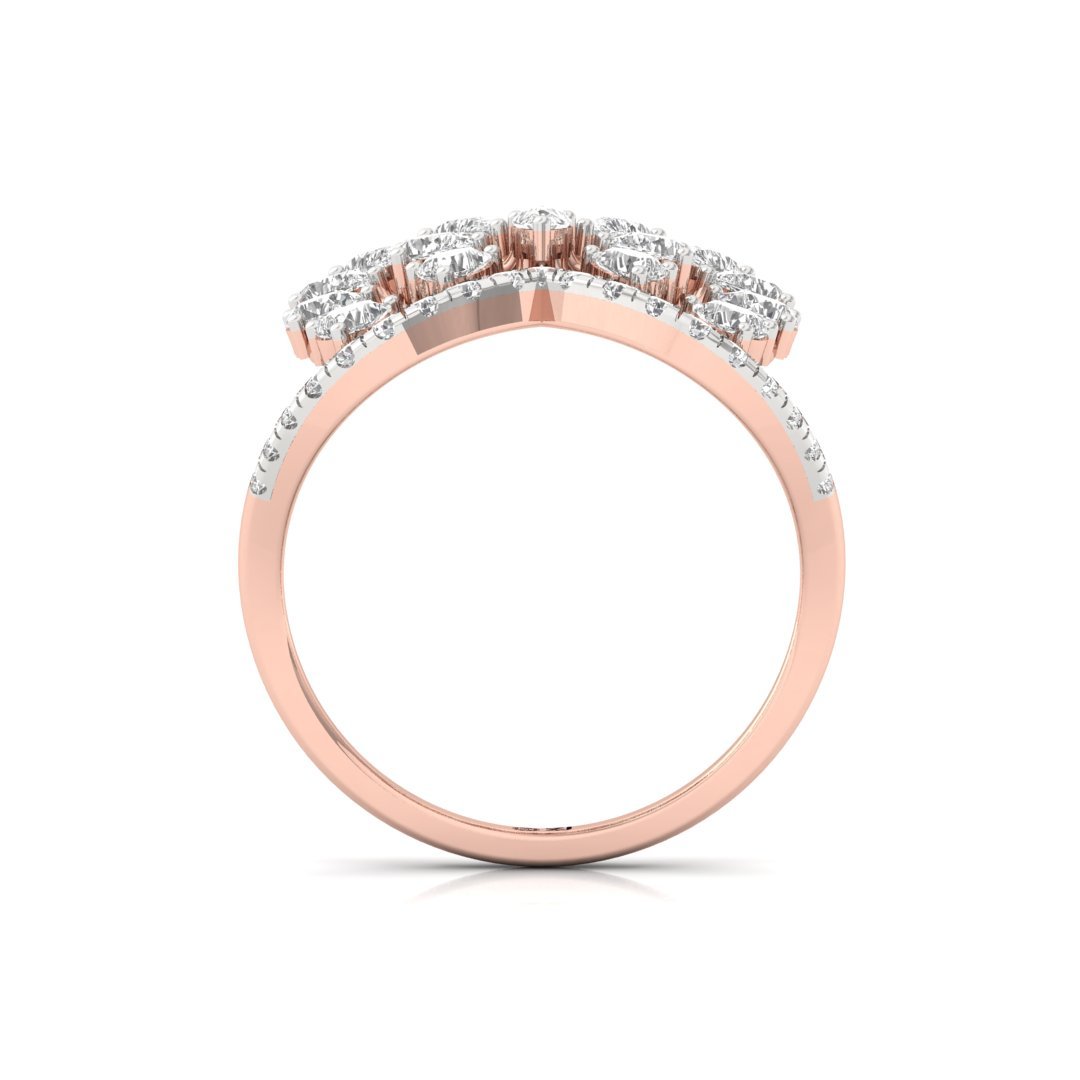 Diamond Cluster Statement Ring | Pear & Round Cut Lab-Grown Diamonds | Cocktail Ring | Silver | 10K | 14K | 18K - View 3