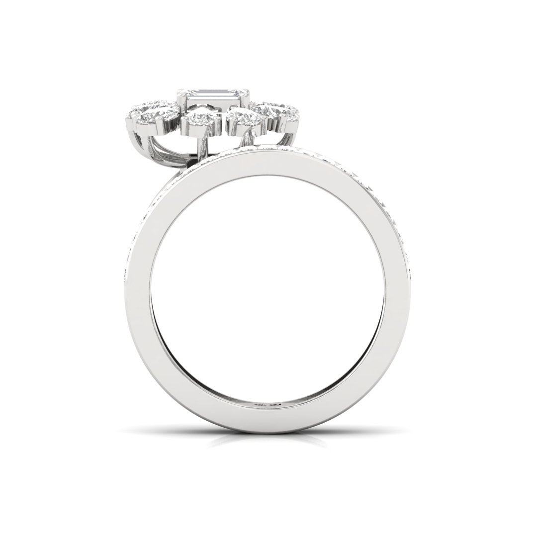 Diamond Baguette & Cluster Cocktail Ring | Pear, Emerald & Baguette Cut Lab-Grown Diamonds | Silver | 10K | 14K | 18K - View 3