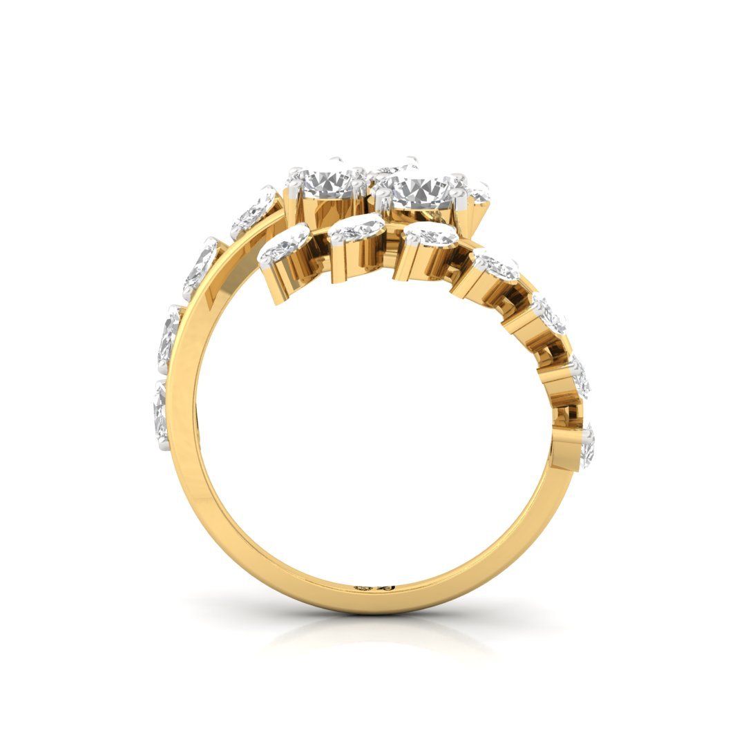 Diamond Wrap Cocktail Ring | Marquise & Round Cut Lab-Grown Diamonds | Silver | 10K | 14K | 18K - View 3