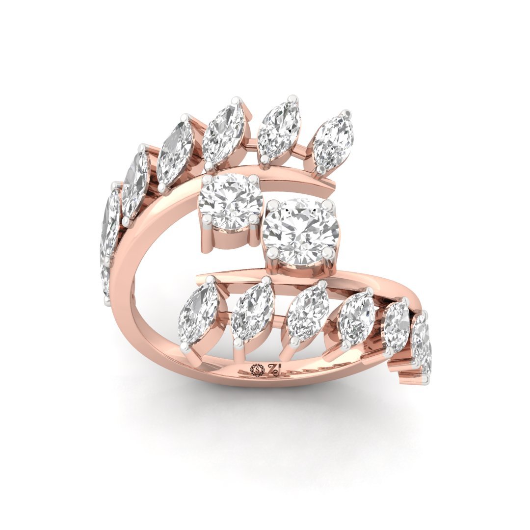 Diamond Wrap Cocktail Ring | Marquise & Round Cut Lab-Grown Diamonds | Silver | 10K | 14K | 18K - Rose Gold Main View