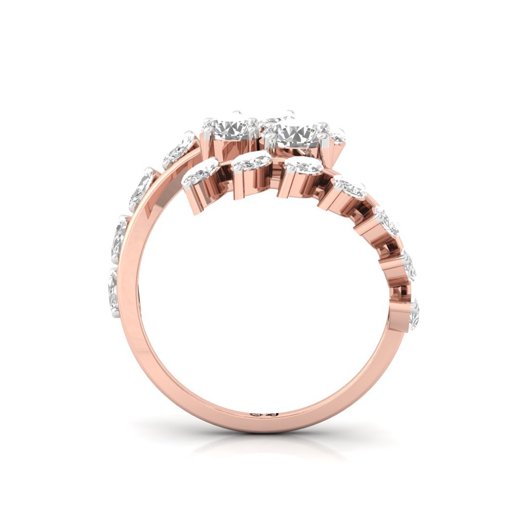 Diamond Wrap Cocktail Ring | Marquise & Round Cut Lab-Grown Diamonds | Silver | 10K | 14K | 18K - View 3