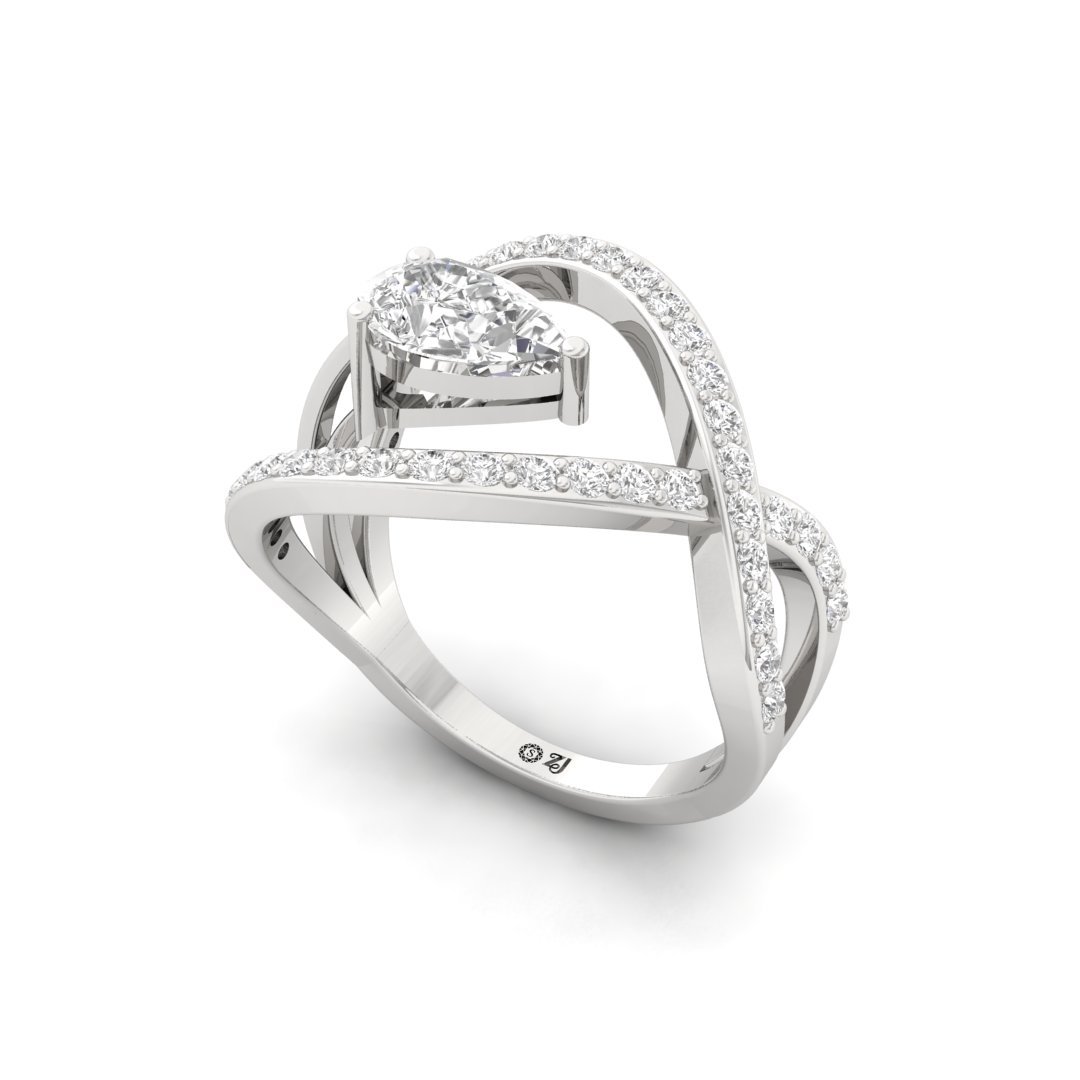 Infinity Diamond Ring | Pear & Round Cut Lab-Grown Diamonds | Silver | 10K | 14K | 18K - View 2
