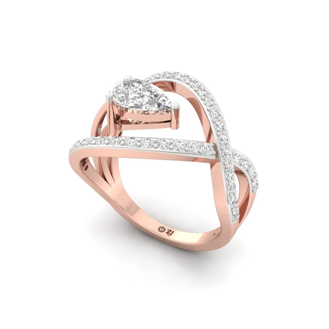 Infinity Diamond Ring | Pear & Round Cut Lab-Grown Diamonds | Silver | 10K | 14K | 18K - View 2