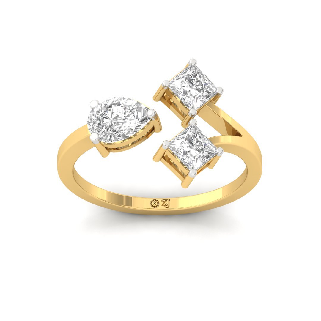 Three-Stone Diamond Ring | Pear & Princess Cut Lab-Grown Diamonds | Silver | 10K | 14K | 18K - Gold Main View
