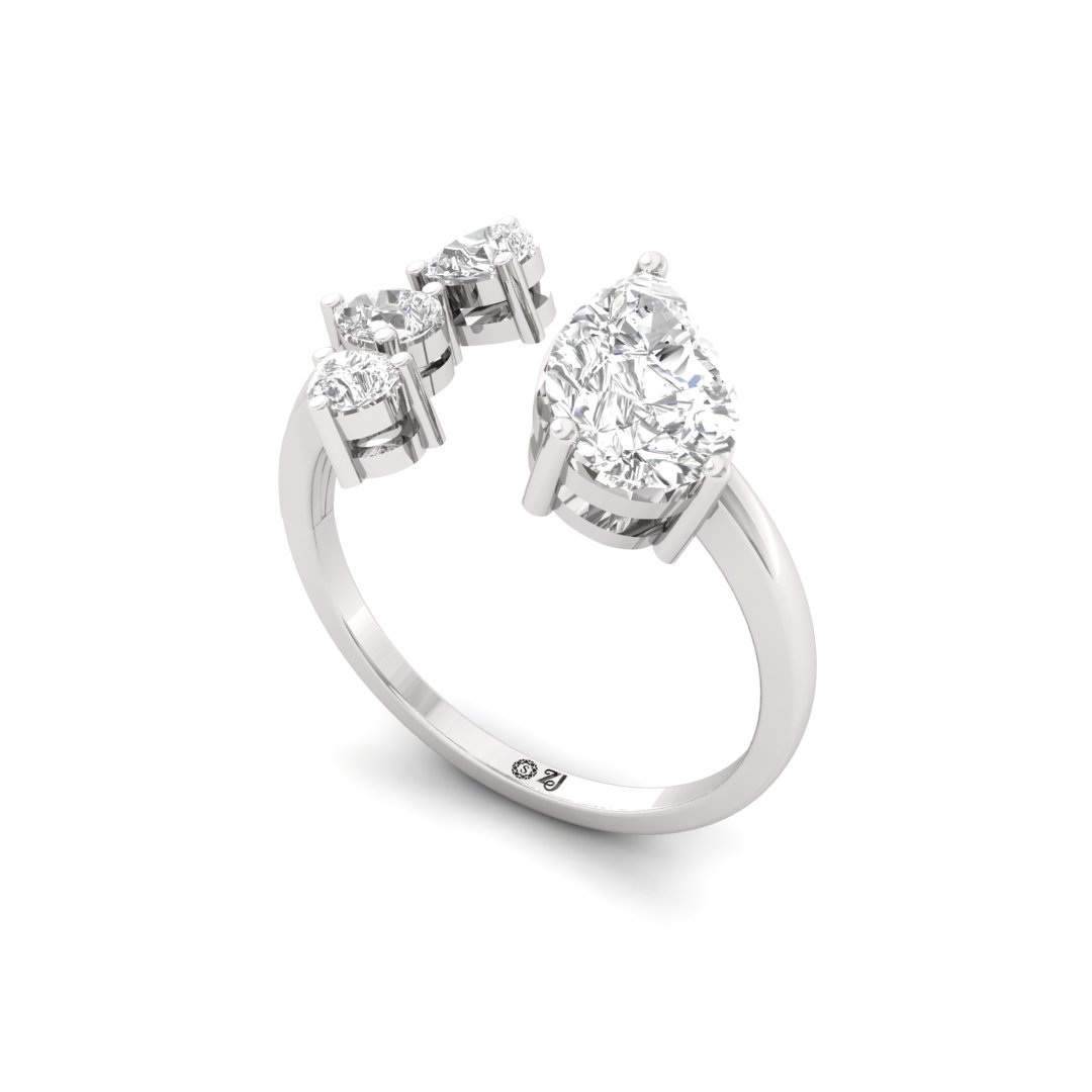 Pear-Cut Diamond Ring with Side Accents | Lab-Grown Diamonds | Silver | 10K | 14K | 18K - View 2