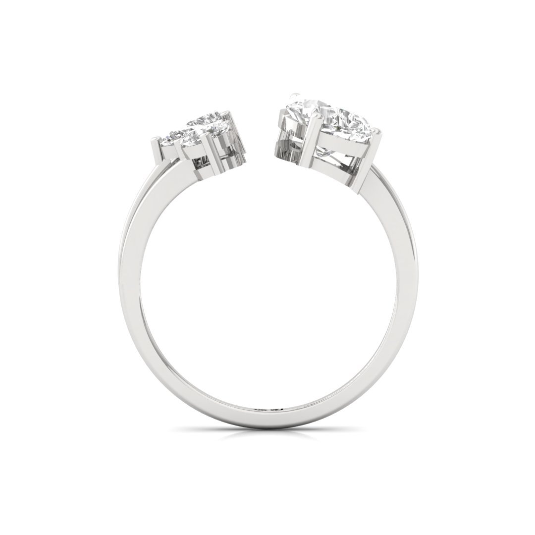 Pear-Cut Diamond Ring with Side Accents | Lab-Grown Diamonds | Silver | 10K | 14K | 18K - View 3