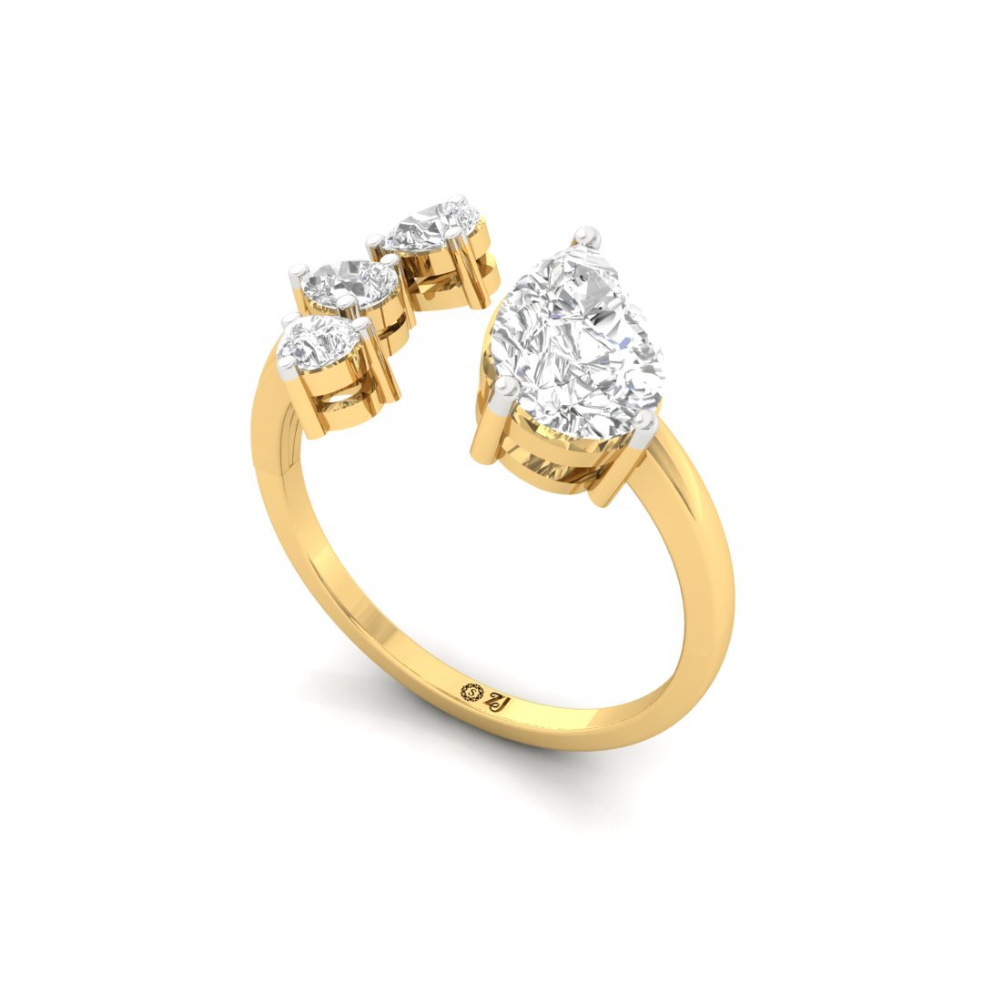 Pear-Cut Diamond Ring with Side Accents | Lab-Grown Diamonds | Silver | 10K | 14K | 18K - View 2