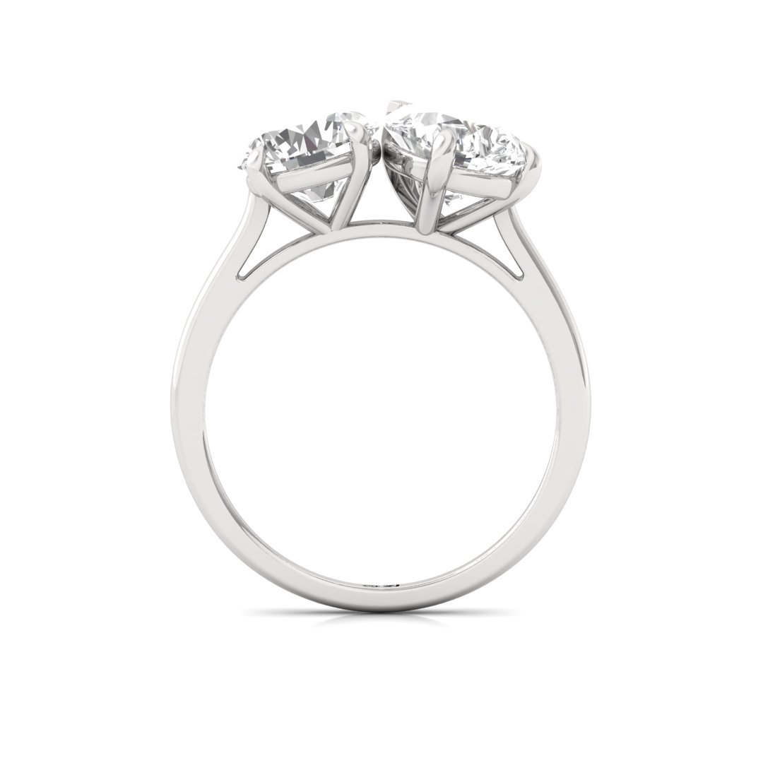Two-Stone Pear & Round Cut Diamond Ring | Lab-Grown Diamonds | Silver | 10K | 14K | 18K - View 3