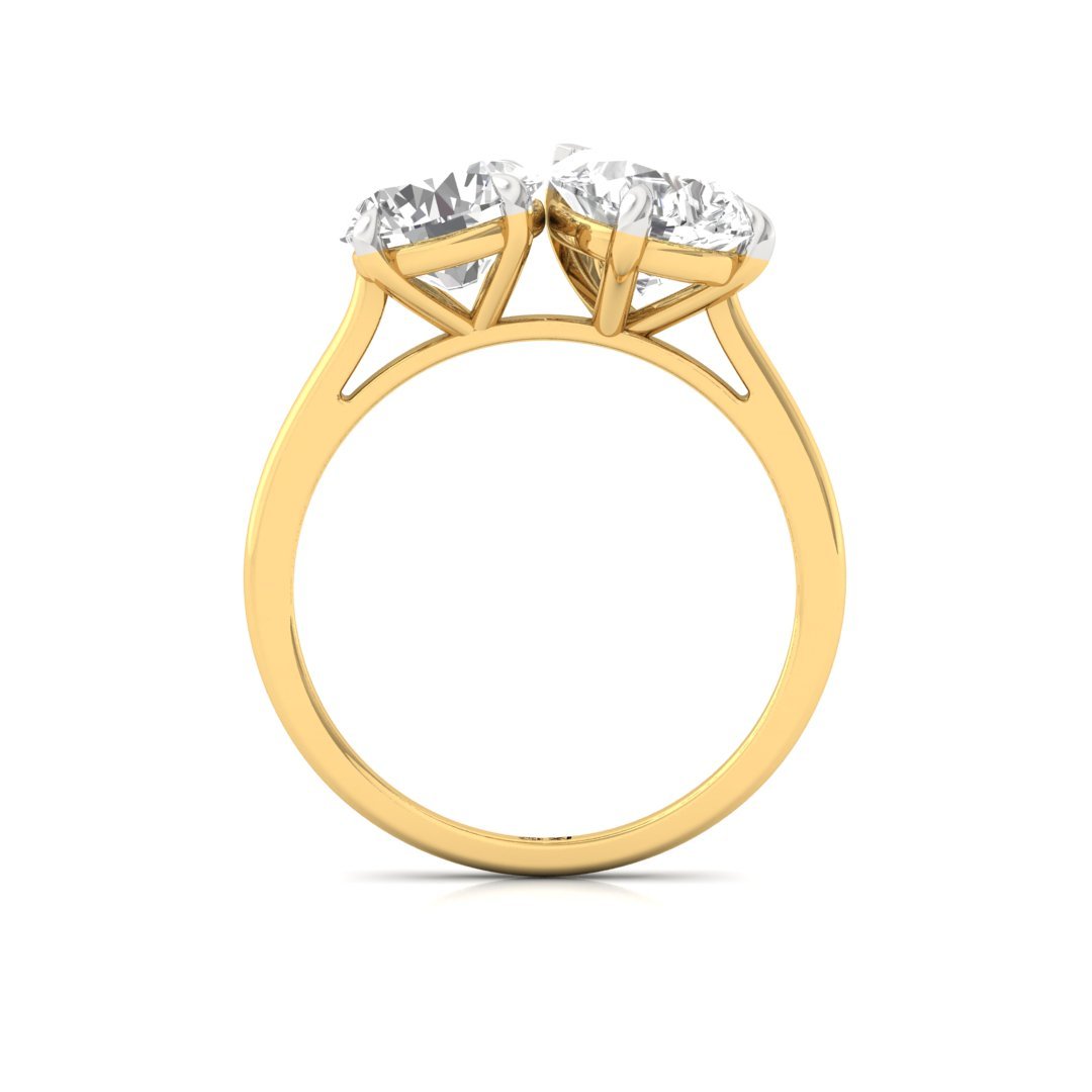 Two-Stone Pear & Round Cut Diamond Ring | Lab-Grown Diamonds | Silver | 10K | 14K | 18K - View 3