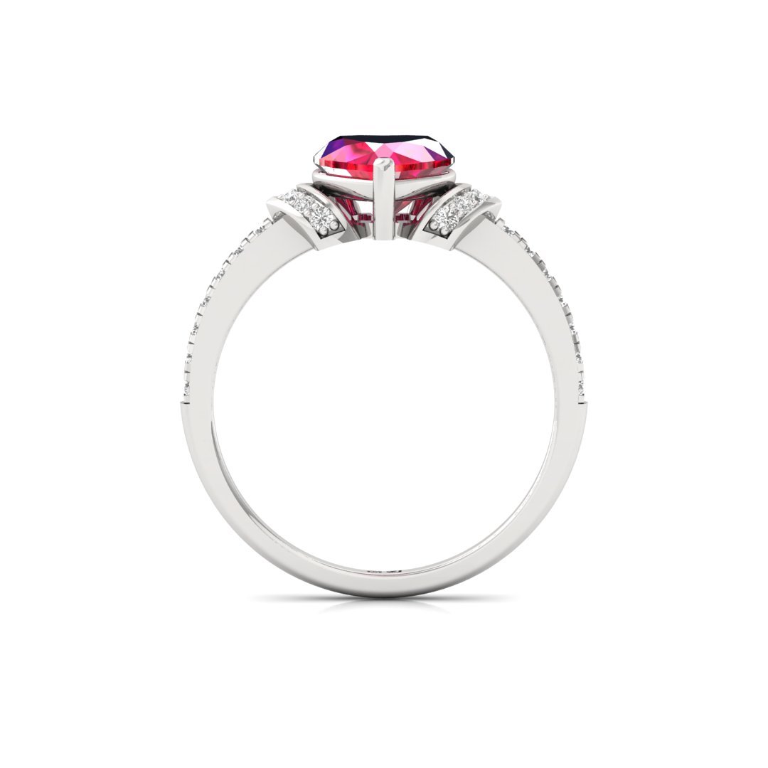 Heart-Shaped Ruby & Diamond Ring | Lab-Grown Diamonds | Silver | 10K | 14K | 18K - View 3