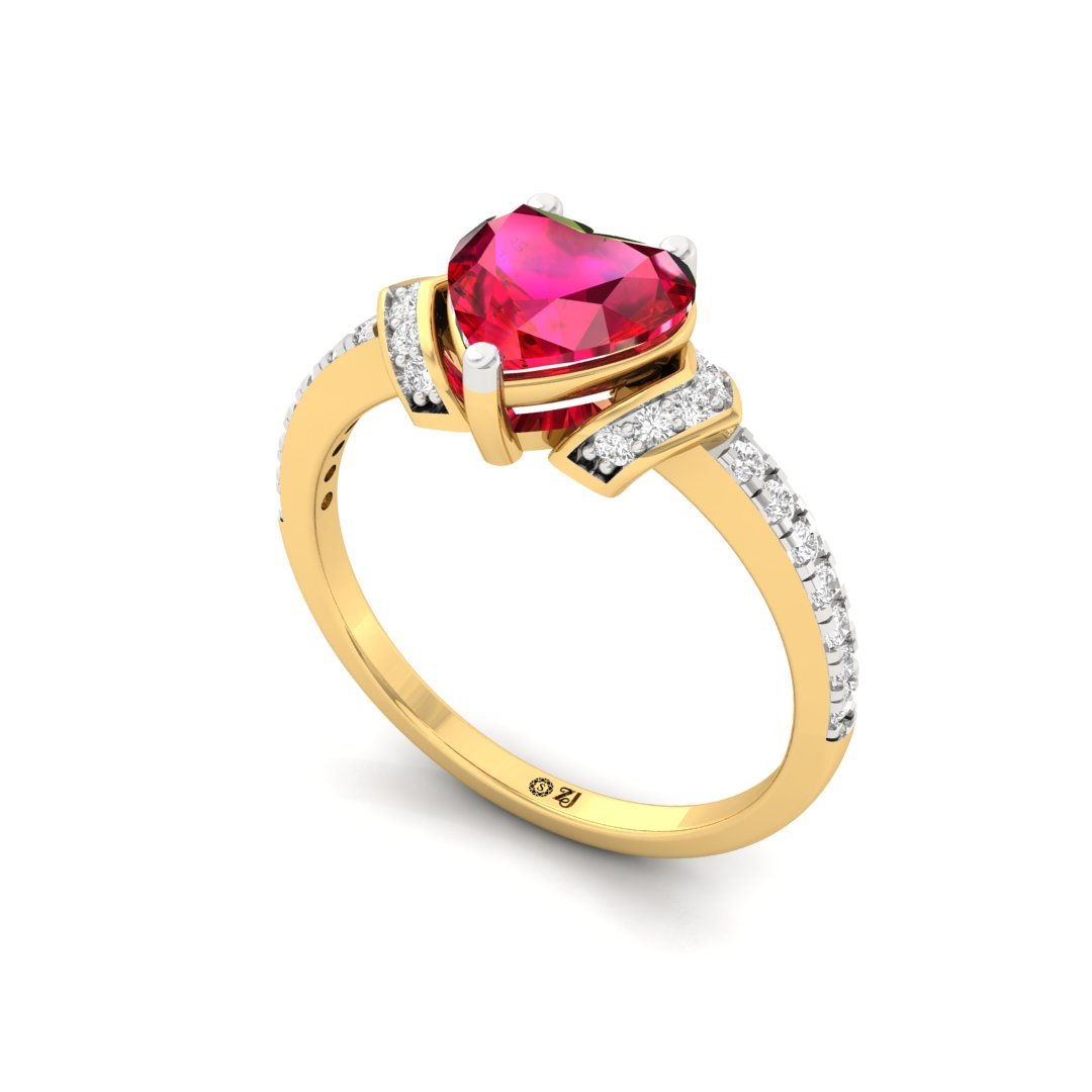 Heart-Shaped Ruby & Diamond Ring | Lab-Grown Diamonds | Silver | 10K | 14K | 18K - View 2
