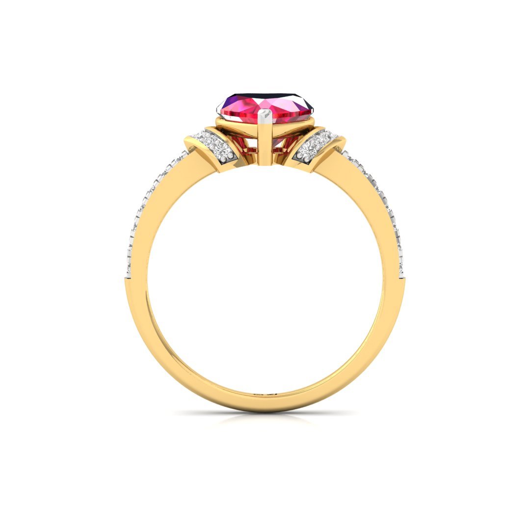 Heart-Shaped Ruby & Diamond Ring | Lab-Grown Diamonds | Silver | 10K | 14K | 18K - View 3