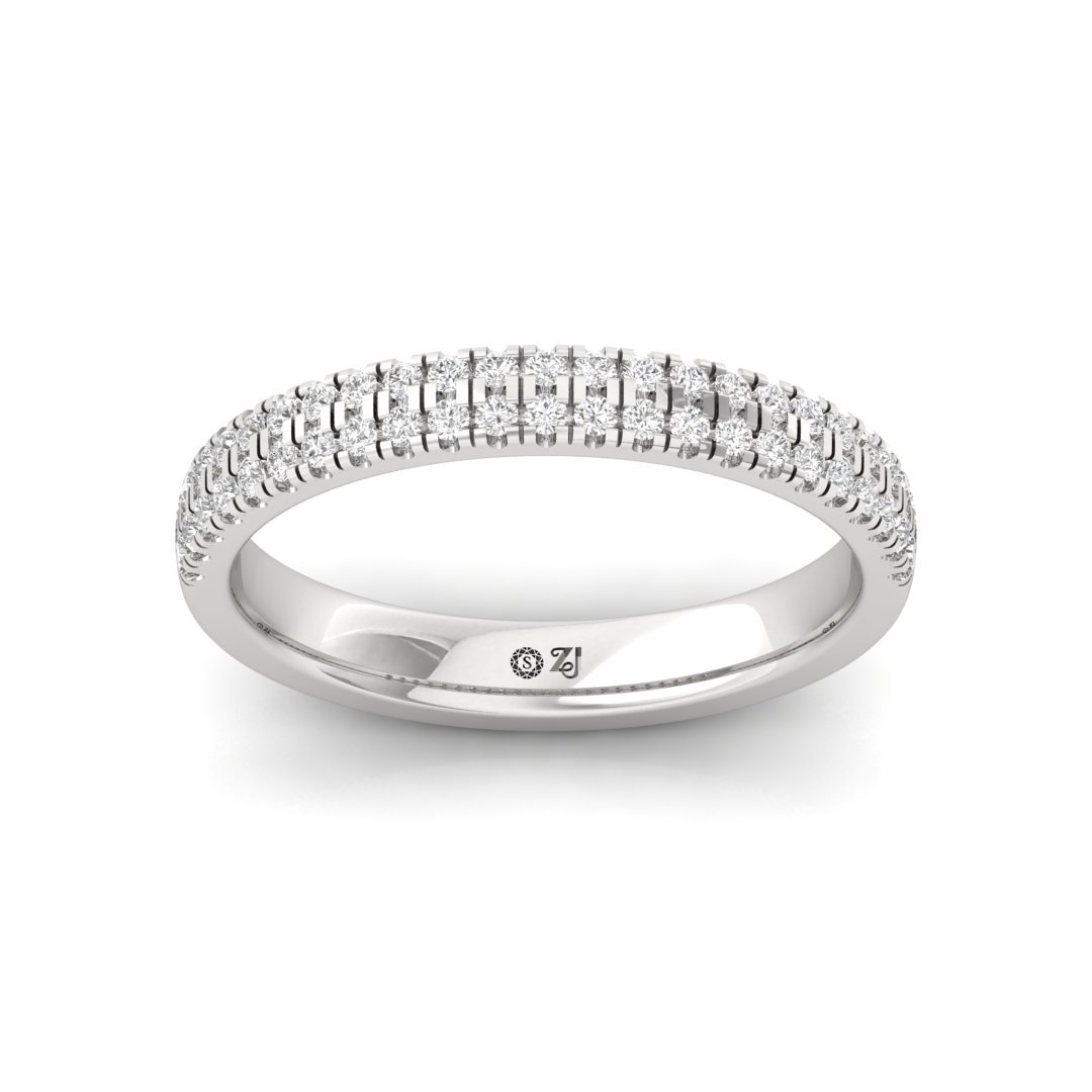 2-Line Diamond Band Ring | Lab-Grown Diamond Wedding Band | Silver | 10K | 14K | 18K - Main View
