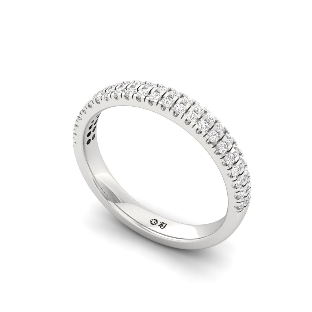 2-Line Diamond Band Ring | Lab-Grown Diamond Wedding Band | Silver | 10K | 14K | 18K - View 2