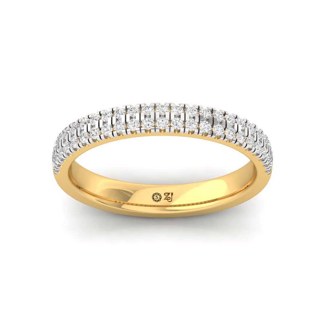 2-Line Diamond Band Ring | Lab-Grown Diamond Wedding Band | Silver | 10K | 14K | 18K - Gold Main View