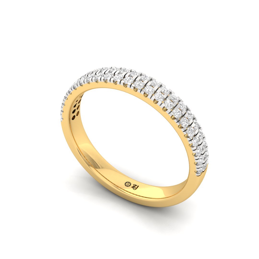 2-Line Diamond Band Ring | Lab-Grown Diamond Wedding Band | Silver | 10K | 14K | 18K - View 2