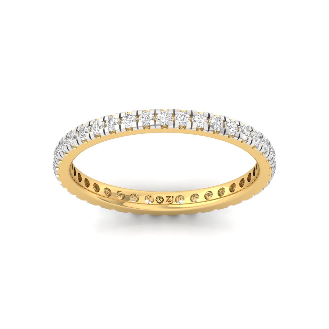Full Diamond Eternity Band Ring | Lab-Grown Diamond Wedding Band | Silver | 10K | 14K | 18K - Gold Main View