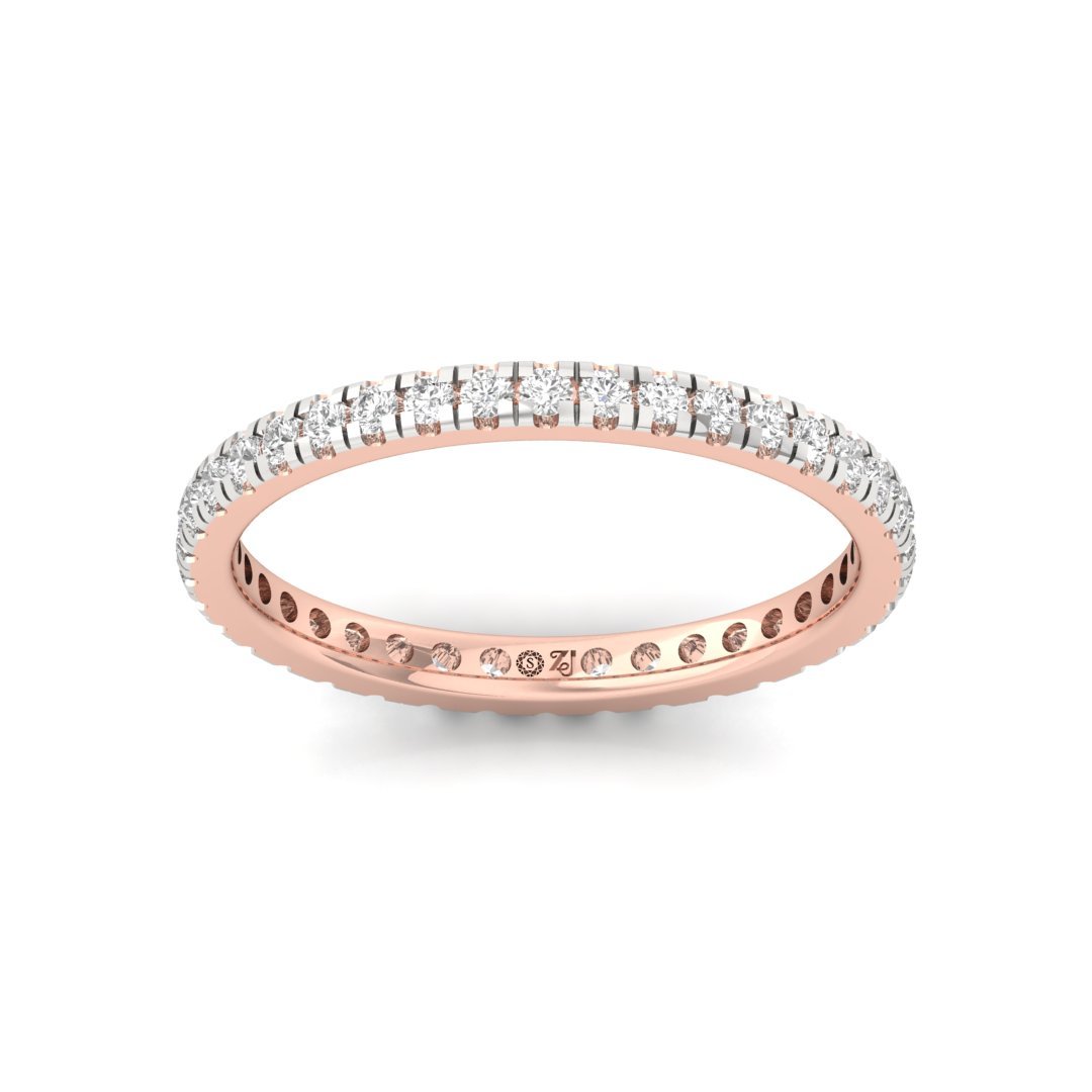 Full Diamond Eternity Band Ring | Lab-Grown Diamond Wedding Band | Silver | 10K | 14K | 18K - Rose Gold Main View