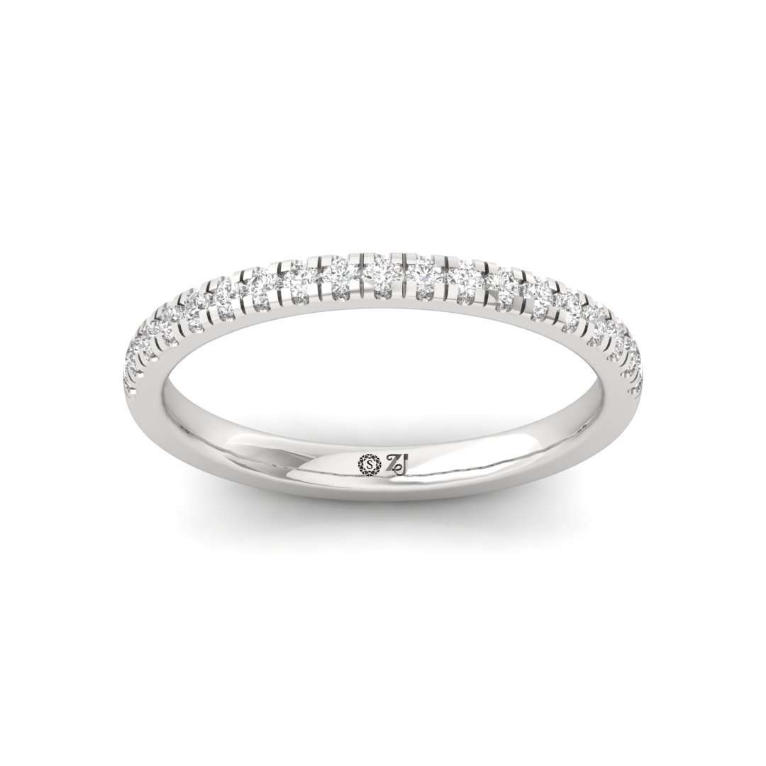 Half Diamond Eternity Band Ring | Lab-Grown Diamond Wedding Band | Silver | 10K | 14K | 18K - Main View